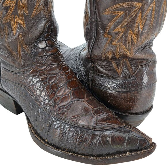 Vintage Exotic Justin Cowboy Boots Mens size 9D Brown Western 9020 White Label - Picture 9 of 16